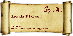 Szende Miklós névjegykártya