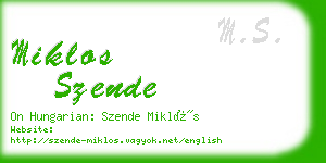 miklos szende business card